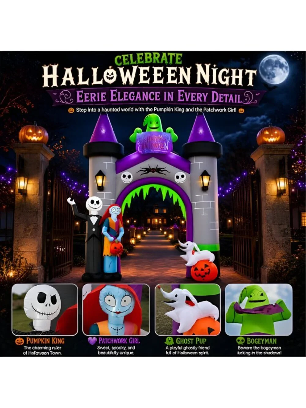 Inflatable Archway Halloween Outdoor Decoration –12FT Blow Up Arch with LED